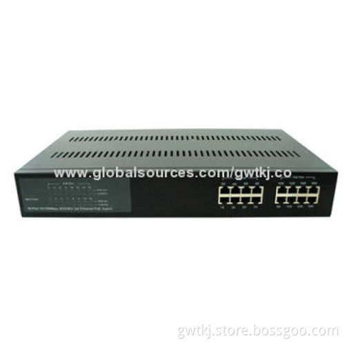 10/100M 16-port PoE switch, IEEE802.3af 15.4W 48V